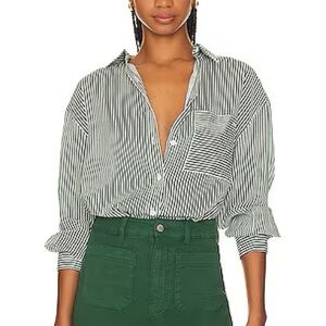 ROLLA'S Green and White Striped Capri Shirt